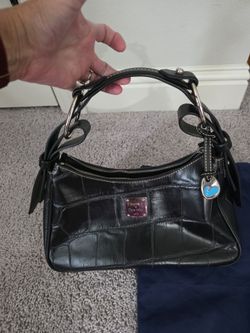 Vintage Dooney & Bourke Black Croc Embossed Shoulder Bag