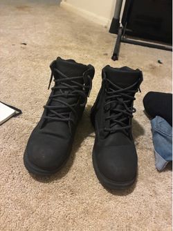 Men's Black Lace Up Combat Boots Solid Ankle Round Toe Size 11