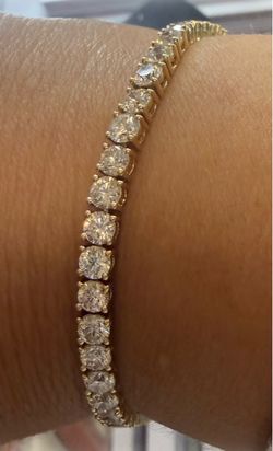 14k Gold Tennis Bracelet with Round Stones 10 ct Lab Diamond
