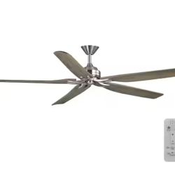 Hampton Bay Danetree 72 in. Indoor/Outdoor Brushed Nickel Ceiling Fan with Hand Carved Wood Blades and Remote Control Included