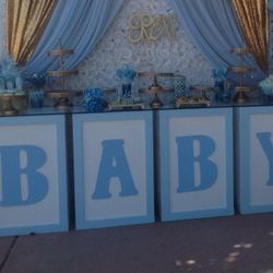 Baby Shower BABY Blocks In Blue & Pink