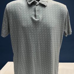 Left Coast Tee Shaped Fit Polo Shirt Men’s Gray Textured Pattern Casual Golf Top