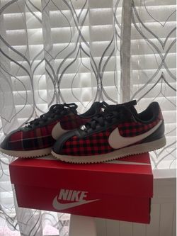 Nike plaid cortez, red and black