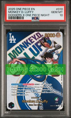 PSA 10 Monkey D. Luffy Dodgers x One Piece Night Card