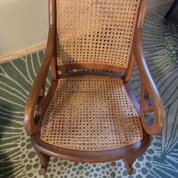 Solid Wood And Cane Rocking Chair 