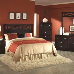 Deep cherry five piece bedroom set