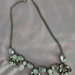 Clear And White Stones Vintage Necklace Womens Costume Jewelry Vintage