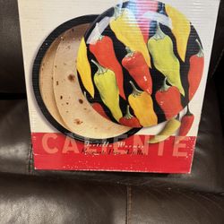 New Vintage Chili Peppers Clay Art Tortilla Warmer Dish With Lid  