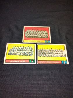 Lot Of 3 Vintage Old 1960 Baseball Teams Cards - Chicago Cubs / Detroit Tigers / Baltimore Orioles 