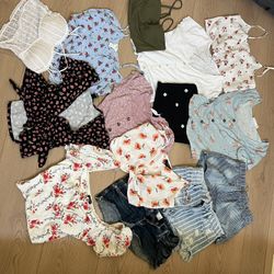Women's Summer Tops and Denim Shorts Bundle, size S, pick up in Temple city