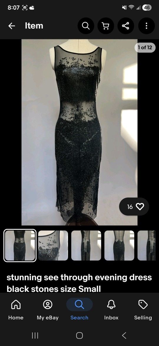 stunning see through evening dress black stones size Small