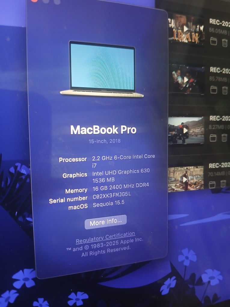 2018 15 Inch Macbook Pro I7