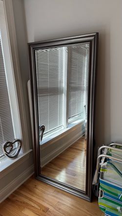 Large Floor Mirror with Silver Frame