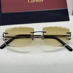 Silver Cartier Big C Sunglasses Custom Lens Glasses 