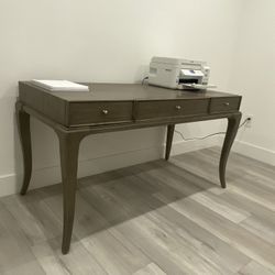 Wood Office Desk With Keyboard Pullout And Drawers 