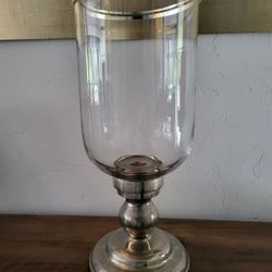 Crystal And Pewter Candle Holder