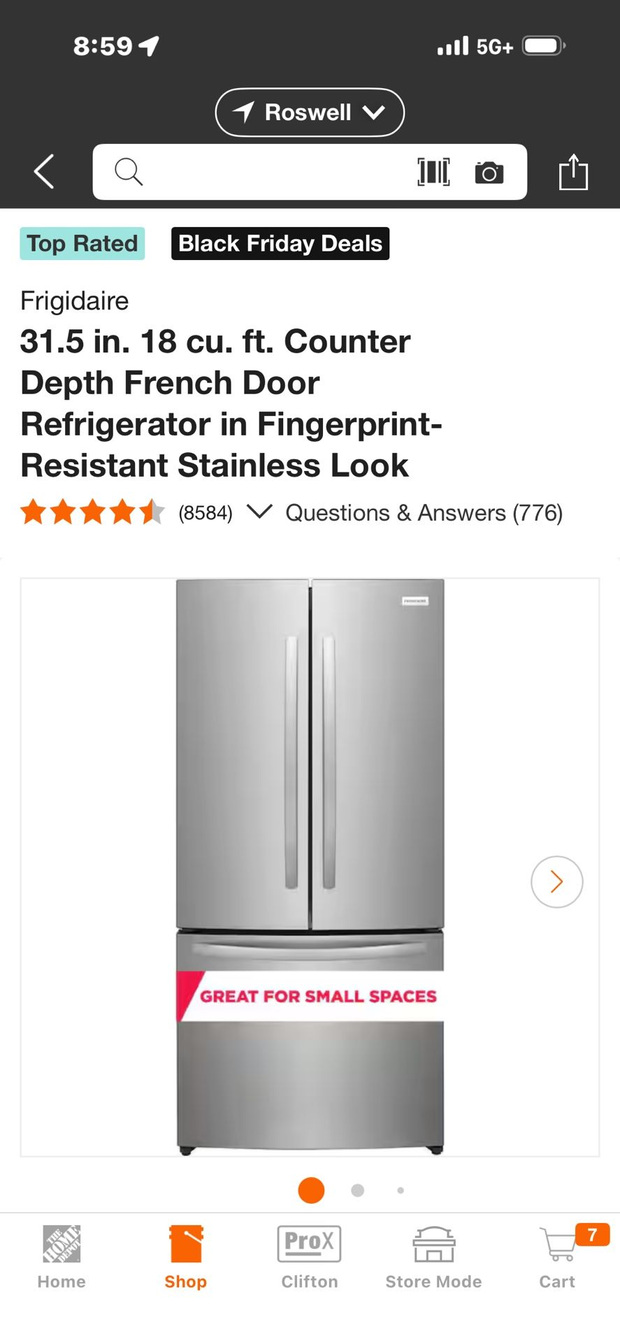 Frigidaire Counter Dept Stainless French Refrigerator 