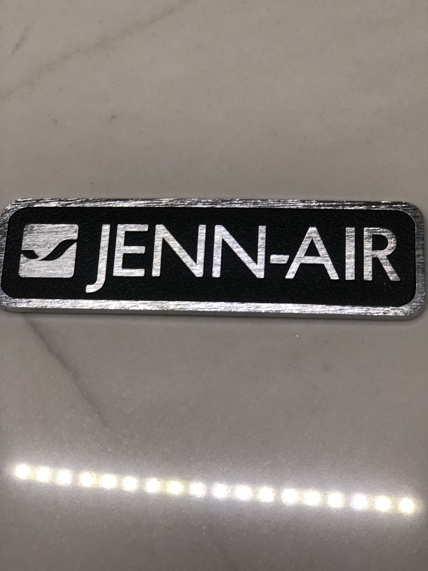 Jenn-Air Metal Emblem Logo Badge Nameplate Trim. OEM 4.25”Metal Self Adhesive