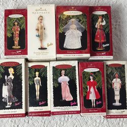  Lot Of 9 Collectible Hallmark Barbie’s Ornament Collection 1  They all knew with shelf life, only the Debut -1959 one’s box has been open and