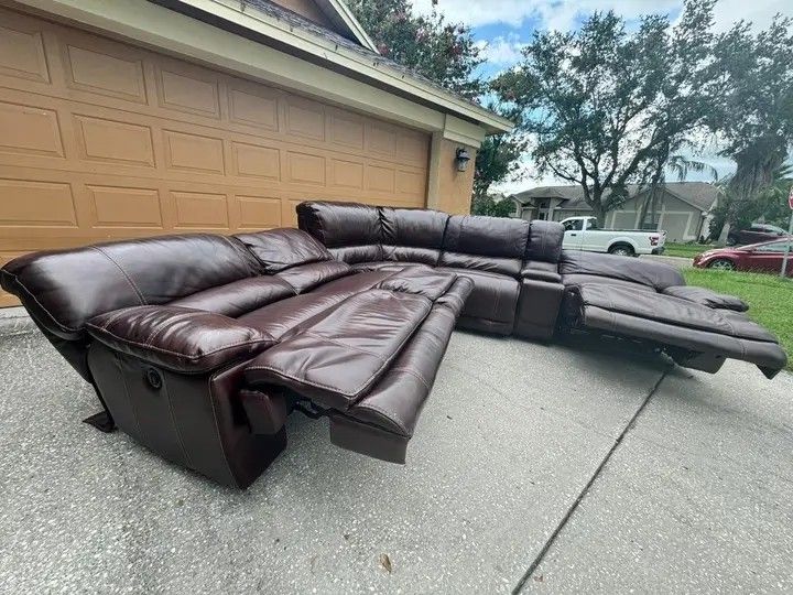 Leather Reclining Sectional Couch