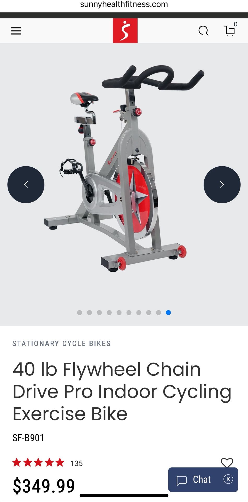 Sunny SF-B901 40 lb Flywheel Chain Drive Pro Indoor Cycling Exercise Bike