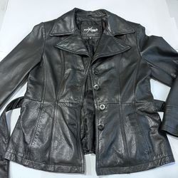 Wilsons maxima classic belted real leather y2k jacket black women’s medium  