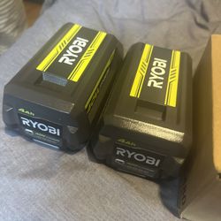 3 RYOBI 40v 4ah Batteries