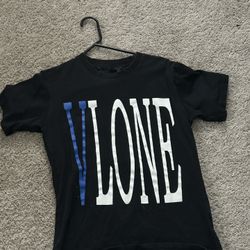 black and blue small vlone shirt