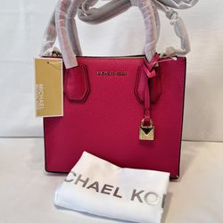 NWT Michael Kors Studio Mercer Leather Cross Body Messenger Bright Red