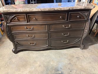 New solid wood dresser with marble top