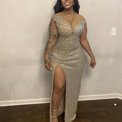 Custom Hand Made Beaded Designer Reception Or Cocktail Dress From Sax Fifth Avenue 