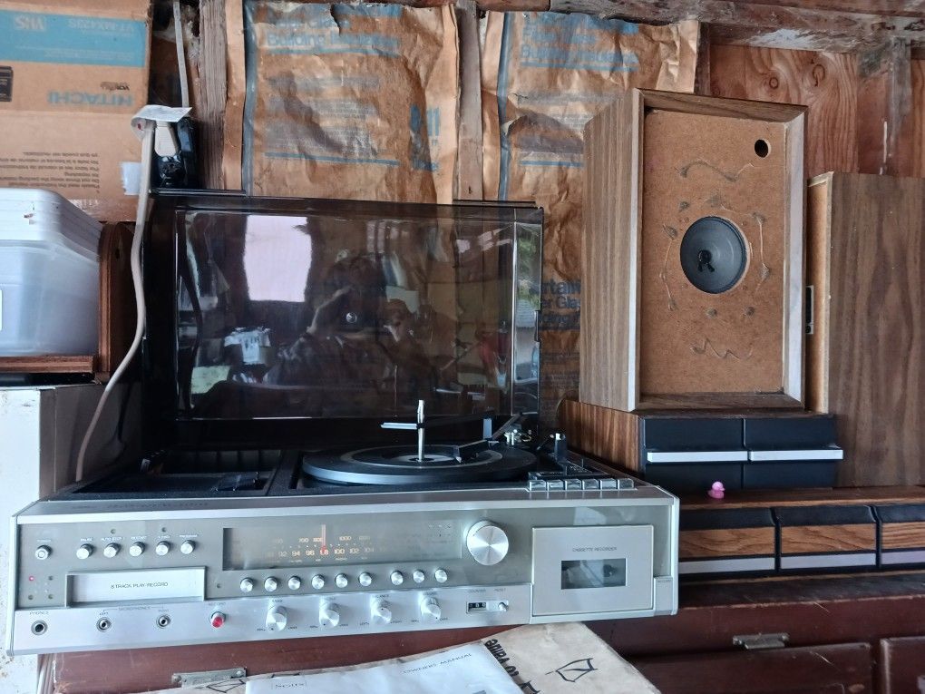 For Parts/Repair - Vintage Sears 4 in 1 Stereo System - Record, 8 Track, Cassette