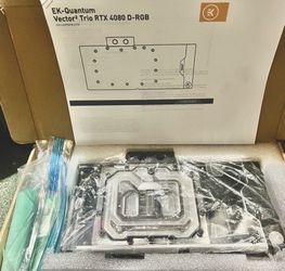 EK-Quantum Vector 2 TRIO RTX 4080 D-RGB - Nickel + Plexi.  BRAND NEW with FREE UPGRADED cooling pads NEVER used.