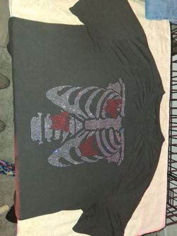 Black Rhinestone Graphic T-Shirt