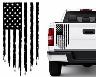 American Flag Truck Decal Set of 2 – Dripping USA Flag Vinyl Stickers for Pickup