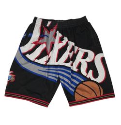 Mitchell & Ness Philadelphia 76ers Big Face Shorts Mens XL Tall XLT Black Sixers