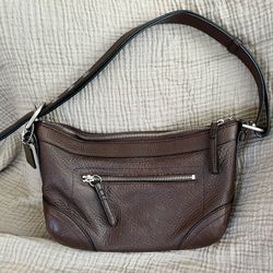 Coach Chocolate Brown Pebbled Leather Handbag Purse