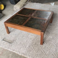 Coffee Table With Metal Veneer Top 