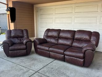 Comfy Real Leather Couch + Rocking Chair | DELIVERY AVAILABLE