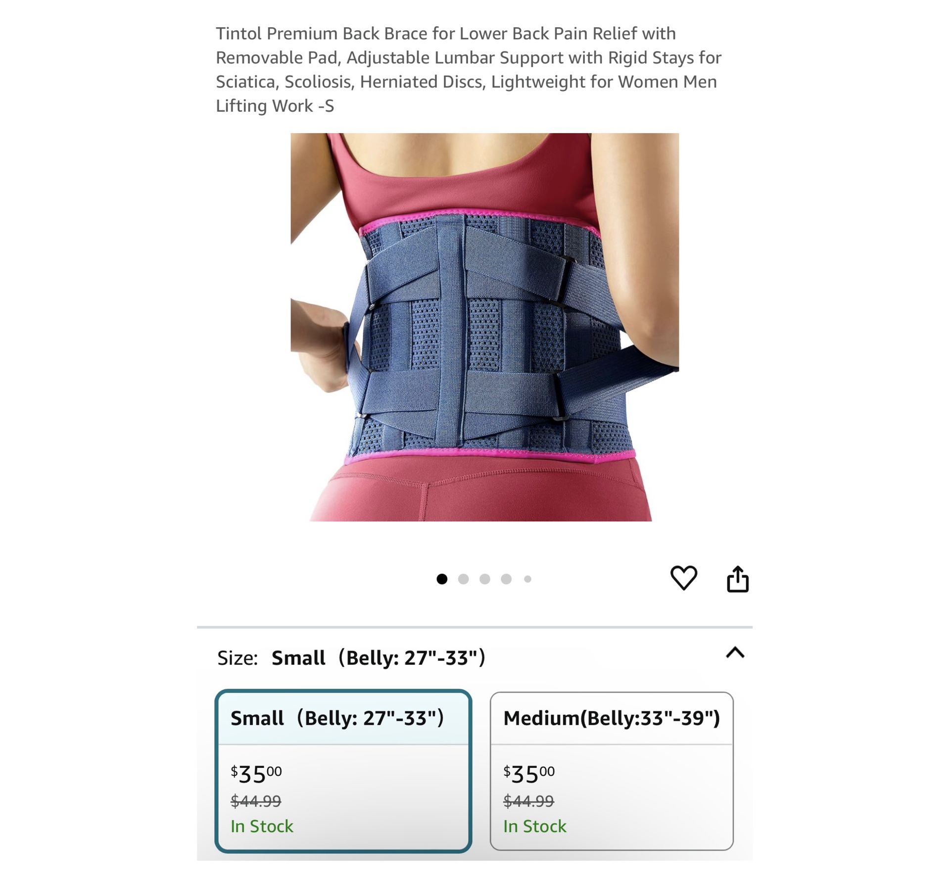 Brand new Premium Back Brace for Lower Back Pain Relief with Removable Pad, Adjustable Lumbar Support with Rigid Stays for Sciatica, Scoliosis, Hernia