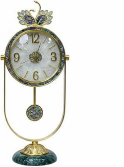 Ornamental Desk Clock, Gold Tone Ornate Mantel Clock with Silent Sweep Movement
