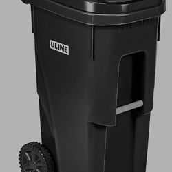 Uline Trash Can with Wheels - 35 Gallon, Black