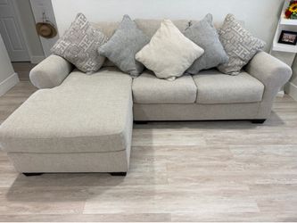 Ashley Furniture Modern Chaise Loveseat Sofa – Excellent Condition – Light Beige