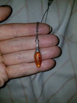 Amber sterling silver necklace