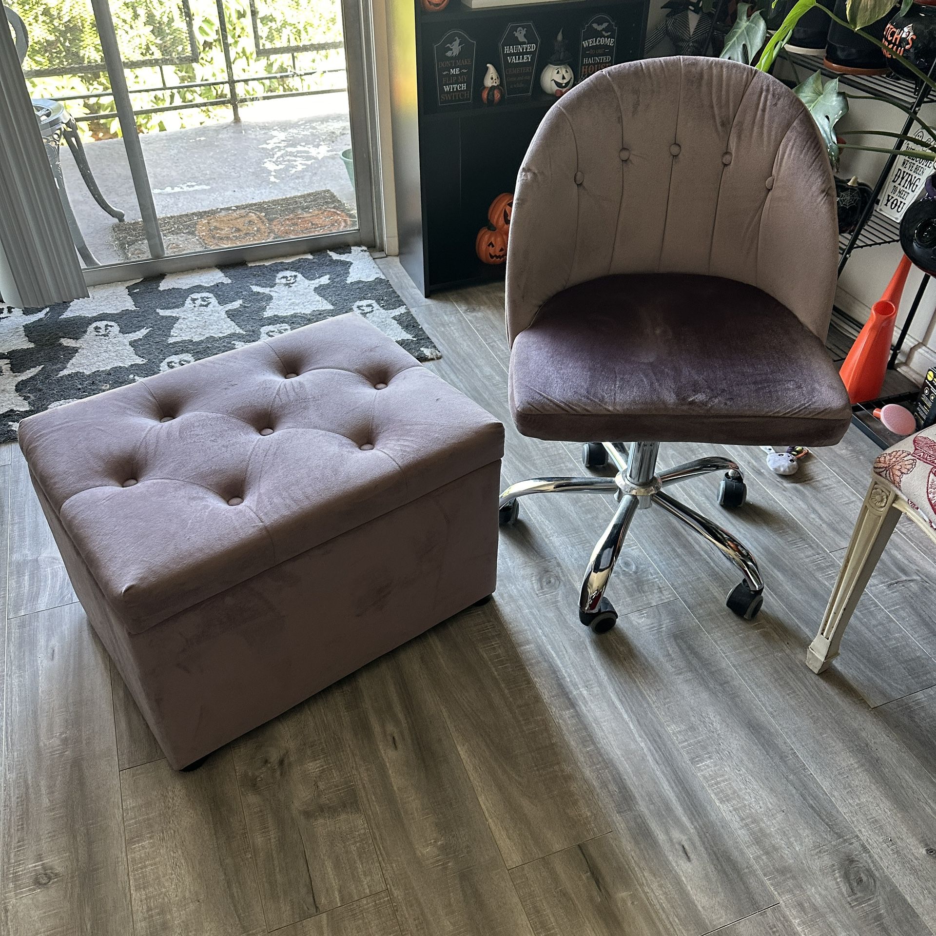 Lavender Office or Vanity Chair + Storage Ottoman