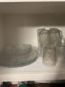 Princess House Fantasia Clear Poinsettia Crystal Coffee Mugs 4" Tall Set Of 12