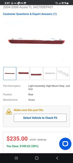 Acura Tl  Brake Tail Light