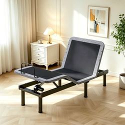 Twin XL Adjustable Bed Frame with Massage, Electric Bed Base with Wireless Remote, Head/Foot Incline, Zero Gravity, Anti-Snore, USB Ports, LED Light,