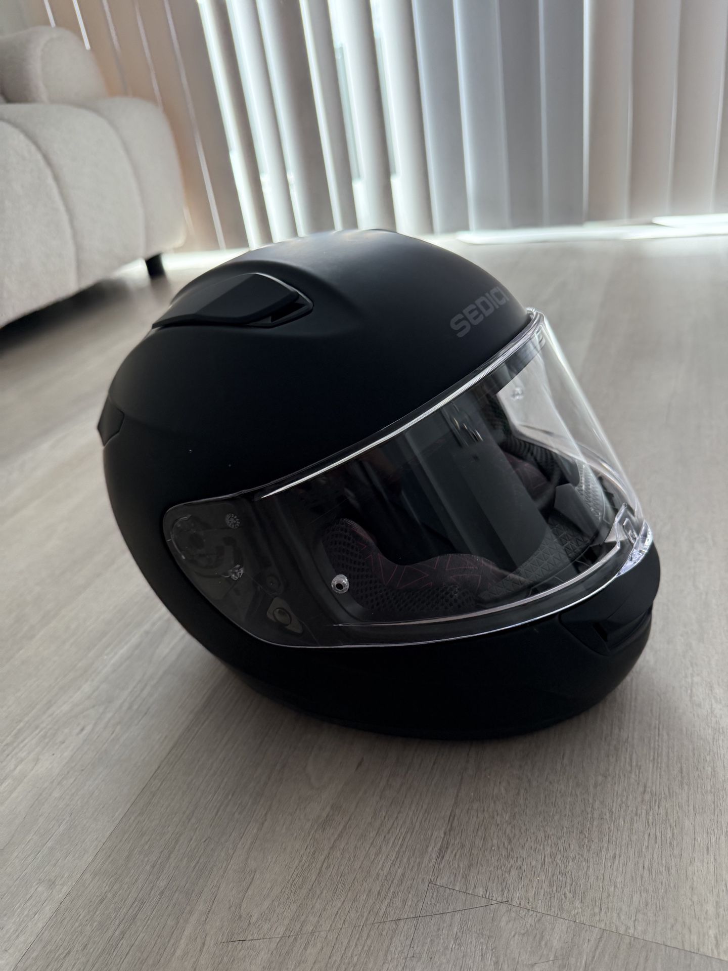 Black motorcycle helmet
