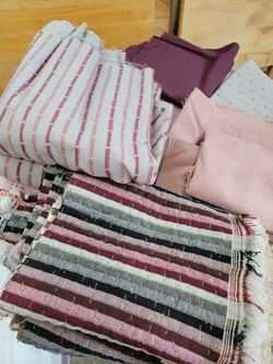 Upholstery Pieces  (The Bigger Pieces Are The Lught Grey W/Rose Stripes)